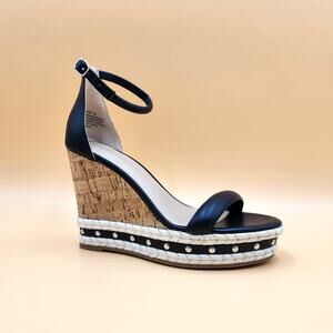 BCBGeneration Women Black Narida Ankle Strap Wedge Platform Sandals Size US 7